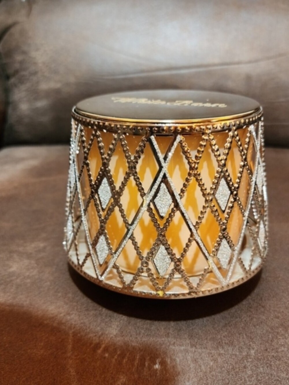 Candle Argyle Holder 3 Wick Cinnamon Sugared Pecan Bath White Barn